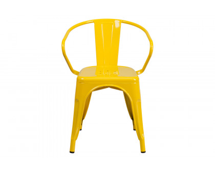 BLNK™ Luna Commercial Metal Indoor-Outdoor Chair with Arms - Yellow