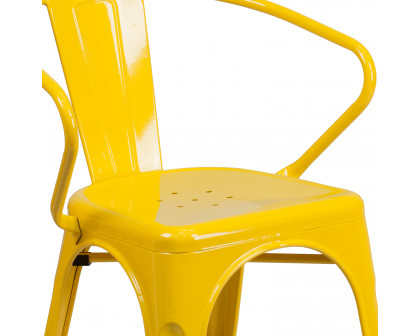 BLNK™ Luna Commercial Metal Indoor-Outdoor Chair with Arms - Yellow