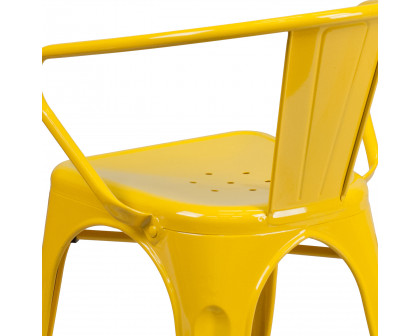 BLNK™ Luna Commercial Metal Indoor-Outdoor Chair with Arms - Yellow