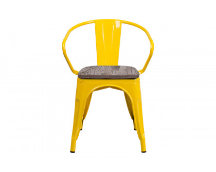 BLNK™ Luna Metal Chair with Wood Seat and Arms - Yellow