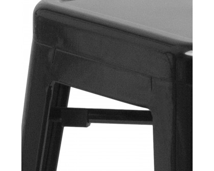 BLNK Kai Commercial Metal Backless Indoor-Outdoor Counter Height Stool with Square Seat - Black