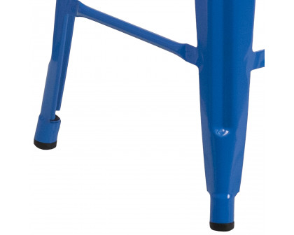 BLNK Kai Commercial Metal Backless Indoor-Outdoor Counter Height Stool with Square Seat - Blue