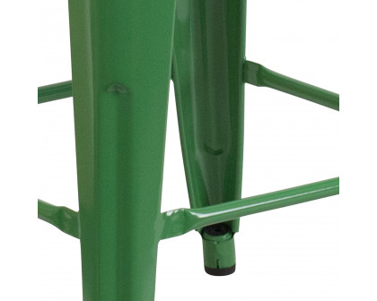 BLNK Kai Commercial Metal Backless Indoor-Outdoor Counter Height Stool with Square Seat - Green