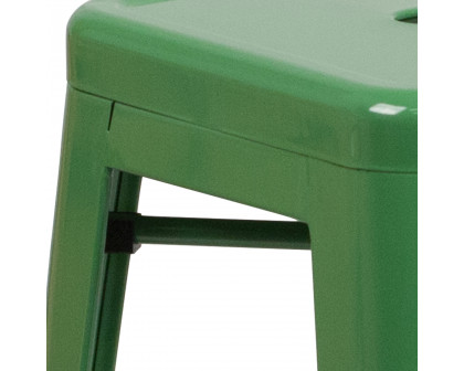 BLNK Kai Commercial Metal Backless Indoor-Outdoor Counter Height Stool with Square Seat - Green