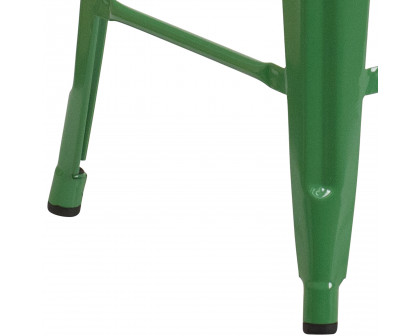 BLNK Kai Commercial Metal Backless Indoor-Outdoor Counter Height Stool with Square Seat - Green