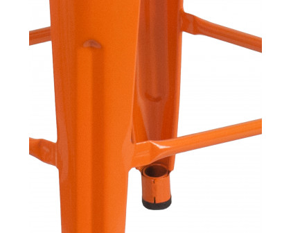 BLNK Kai Commercial Metal Backless Indoor-Outdoor Counter Height Stool with Square Seat - Orange