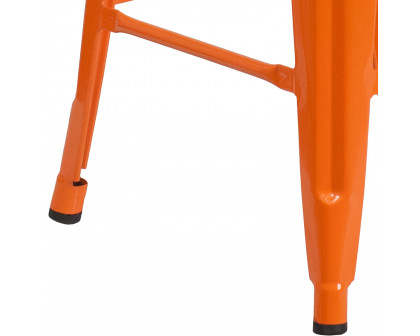 BLNK Kai Commercial Metal Backless Indoor-Outdoor Counter Height Stool with Square Seat - Orange