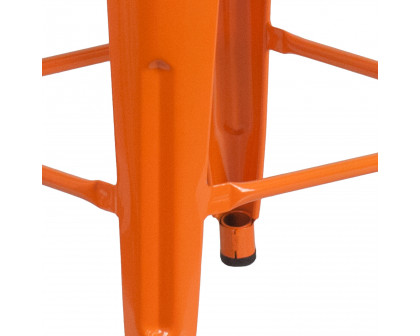 BLNK Lily Metal Backless Counter Height Stool with Square Wood Seat - Orange