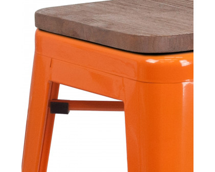 BLNK Lily Metal Backless Counter Height Stool with Square Wood Seat - Orange