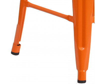 BLNK Lily Metal Backless Counter Height Stool with Square Wood Seat - Orange