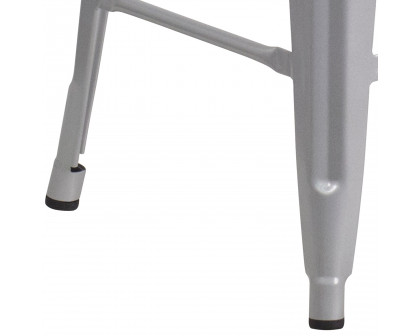 BLNK Lily Metal Backless Counter Height Stool with Square Wood Seat - Silver