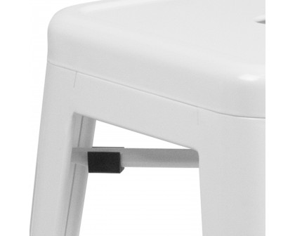 BLNK Kai Commercial Metal Backless Indoor-Outdoor Counter Height Stool with Square Seat - White