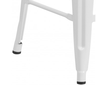 BLNK Kai Commercial Metal Backless Indoor-Outdoor Counter Height Stool with Square Seat - White