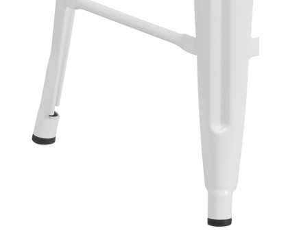 BLNK Lily Metal Backless Counter Height Stool with Square Wood Seat - White