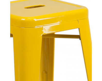 BLNK Kai Commercial Metal Backless Indoor-Outdoor Counter Height Stool with Square Seat - Yellow