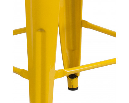 BLNK Kai Commercial Metal Backless Indoor-Outdoor Counter Height Stool with Square Seat - Yellow