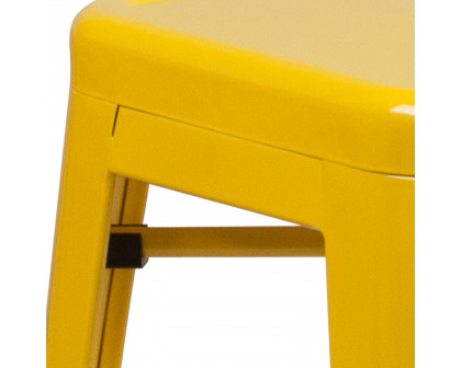 BLNK Kai Commercial Metal Backless Indoor-Outdoor Counter Height Stool with Square Seat - Yellow