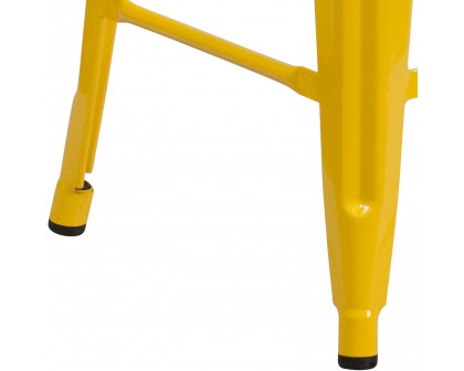 BLNK Kai Commercial Metal Backless Indoor-Outdoor Counter Height Stool with Square Seat - Yellow