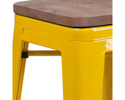 BLNK Lily Metal Backless Counter Height Stool with Square Wood Seat - Yellow