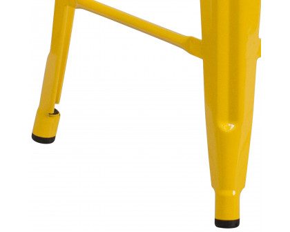 BLNK Lily Metal Backless Counter Height Stool with Square Wood Seat - Yellow