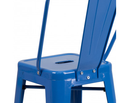 BLNK Kai Commercial Metal Indoor-Outdoor Counter Height Stool with Removable Back - Blue