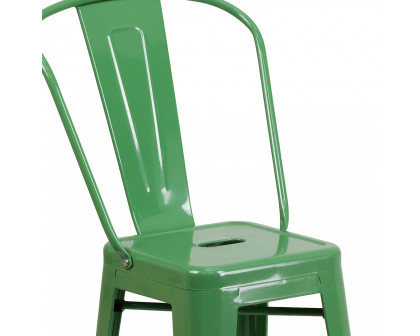 BLNK™ Kai Commercial Metal Indoor-Outdoor Counter Height Stool with Removable Back - Green