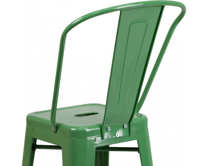 BLNK™ Kai Commercial Metal Indoor-Outdoor Counter Height Stool with Removable Back - Green