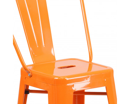 BLNK Kai Commercial Metal Indoor-Outdoor Counter Height Stool with Removable Back - Orange