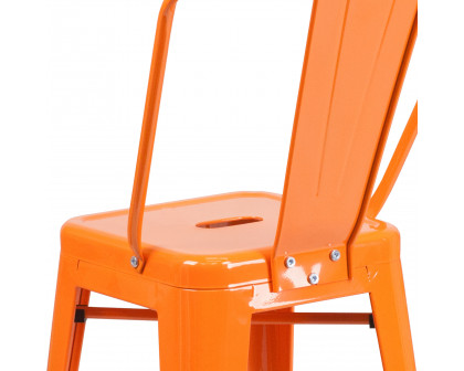 BLNK Kai Commercial Metal Indoor-Outdoor Counter Height Stool with Removable Back - Orange