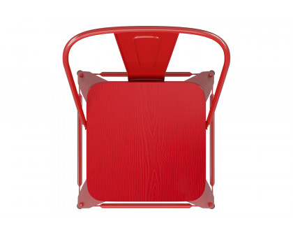 BLNK Kai Commercial Metal Indoor-Outdoor Counter Height Stool with Removable Back and All-Weather Poly Resin Seat - Red