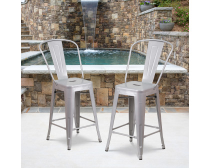 BLNK Kai Commercial Metal Indoor-Outdoor Counter Height Stool with Removable Back