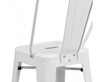 BLNK Kai Commercial Metal Indoor-Outdoor Counter Height Stool with Removable Back - White