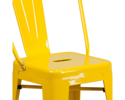 BLNK Kai Commercial Metal Indoor-Outdoor Counter Height Stool with Removable Back - Yellow