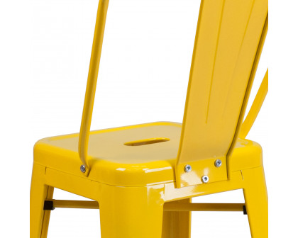 BLNK Kai Commercial Metal Indoor-Outdoor Counter Height Stool with Removable Back - Yellow