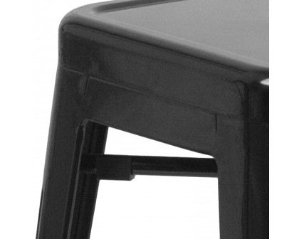 BLNK Kai Commercial Metal Backless Indoor-Outdoor Bar Stool with Square Seat - Black