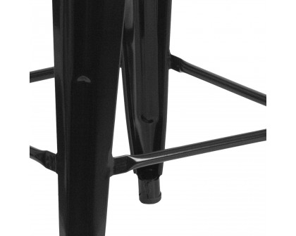 BLNK Lily Metal Bar Stool with Wood Seat - Black