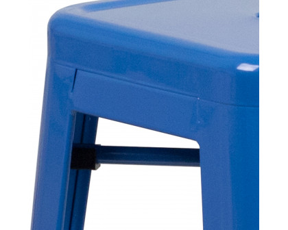 BLNK Kai Commercial Metal Backless Indoor-Outdoor Bar Stool with Square Seat - Blue