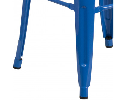 BLNK Kai Commercial Metal Backless Indoor-Outdoor Bar Stool with Square Seat - Blue