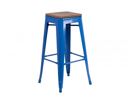 BLNK - Lily Metal Backless Bar Stool with Square Wood Seat