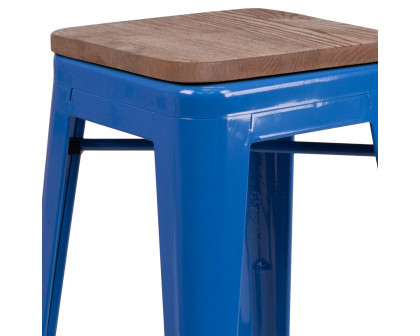 BLNK - Lily Metal Backless Bar Stool with Square Wood Seat