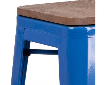 BLNK - Lily Metal Backless Bar Stool with Square Wood Seat