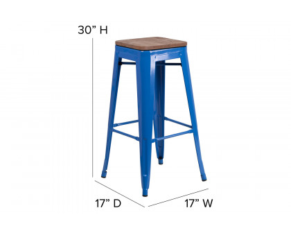 BLNK - Lily Metal Backless Bar Stool with Square Wood Seat