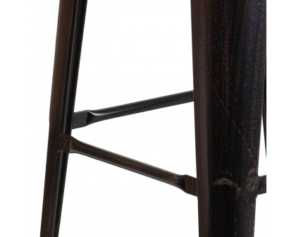 BLNK Lily Metal Bar Stool with Wood Seat - Black/Antique Gold