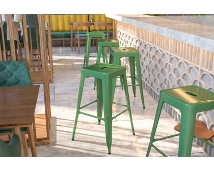 BLNK Kai Commercial Metal Backless Indoor-Outdoor Bar Stool with Square Seat