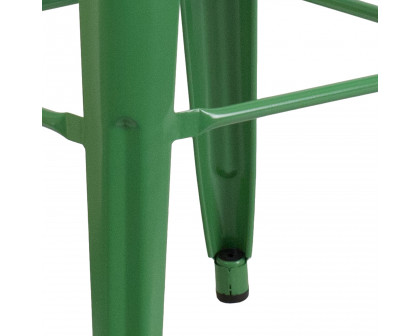 BLNK Kai Commercial Metal Backless Indoor-Outdoor Bar Stool with Square Seat - Green