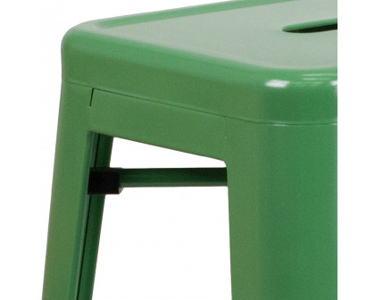 BLNK Kai Commercial Metal Backless Indoor-Outdoor Bar Stool with Square Seat - Green