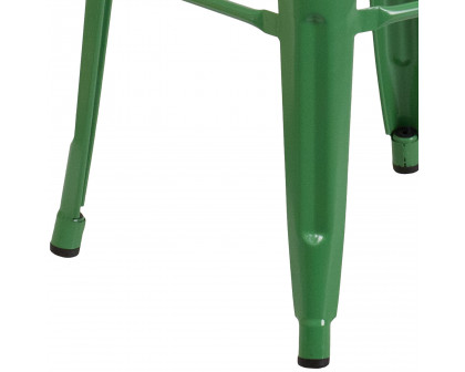 BLNK Kai Commercial Metal Backless Indoor-Outdoor Bar Stool with Square Seat - Green