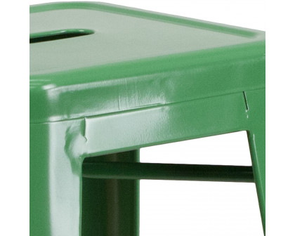 BLNK Kai Commercial Metal Backless Indoor-Outdoor Bar Stool with Square Seat - Green