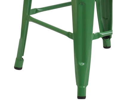 BLNK Lily Metal Bar Stool with Wood Seat - Green