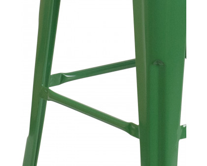 BLNK Lily Metal Bar Stool with Wood Seat - Green